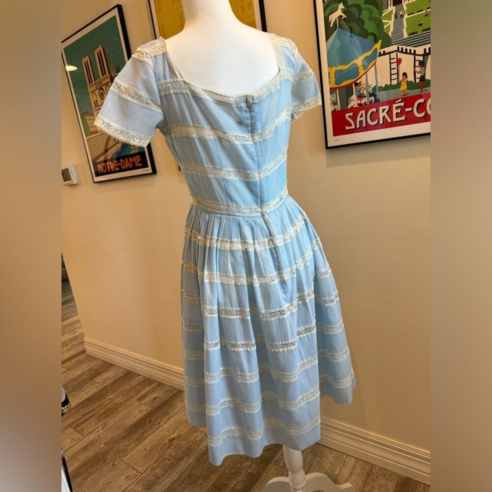 Vintage L'aiglon Blue Dress - Size 4/6 - Picture 4 of 10